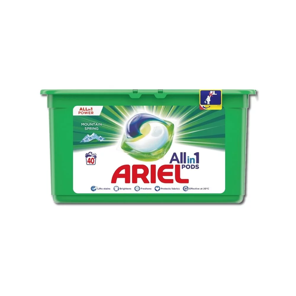 【英國ARIEL】歐洲版3合1全效洗衣凝膠球40顆/綠盒-清新淨白/亮彩護色