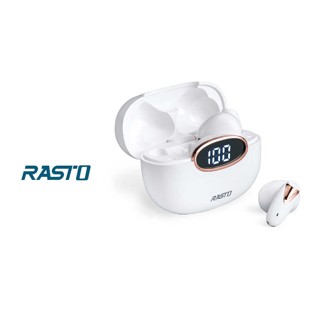 【RASTO】純白晶石電量顯示真無線藍牙5.3耳機RS46